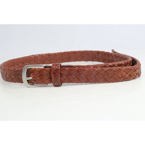 Brown Braided Leather Belt Woven Buckle Casual Men's Dress Belt Size 36 / 90 - Picture 11 of 11